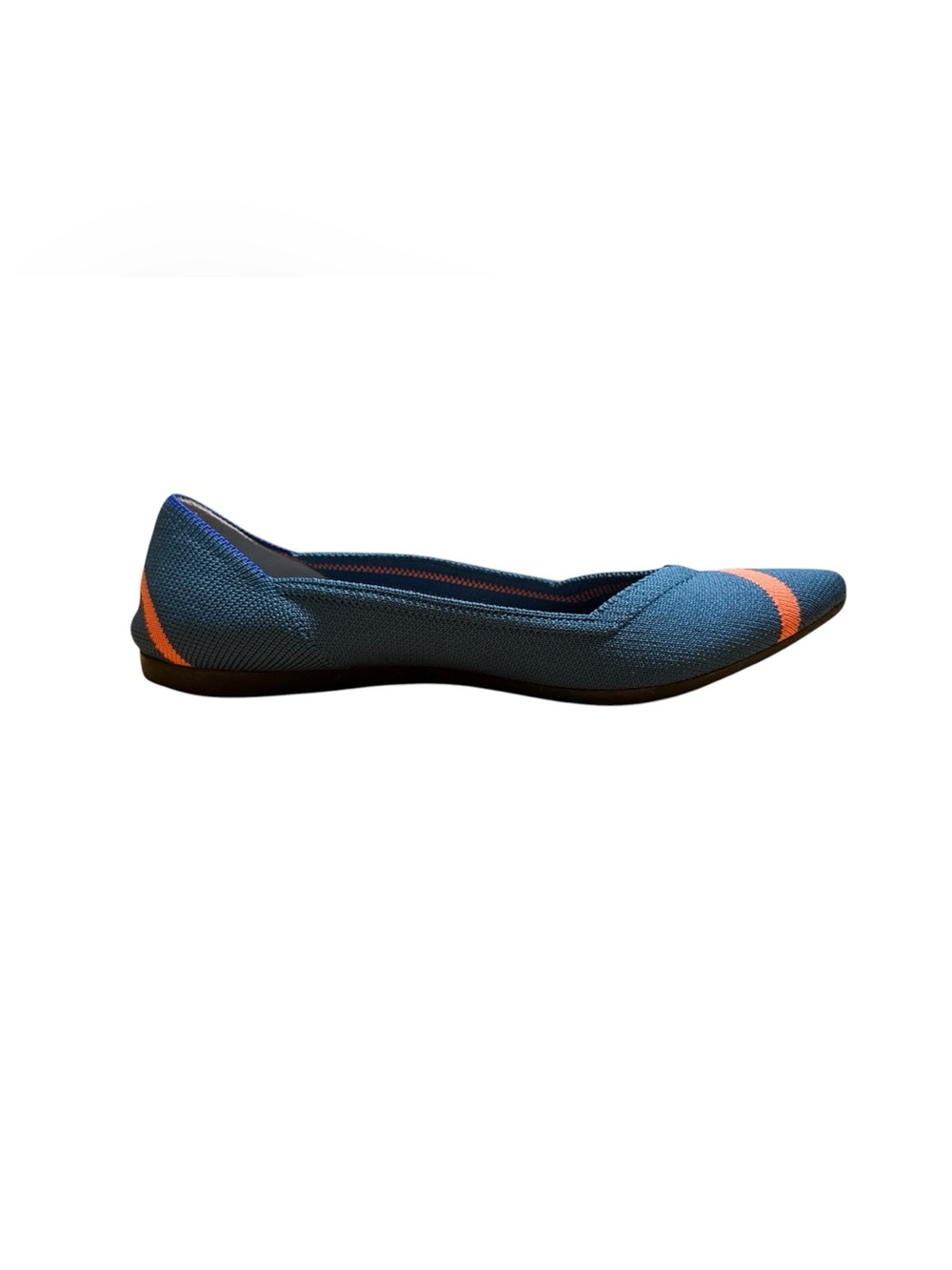 Rothy’s The Point Rare Retired Teal Coral Stripe Flats Size 6.5 - Picture 5 of 10